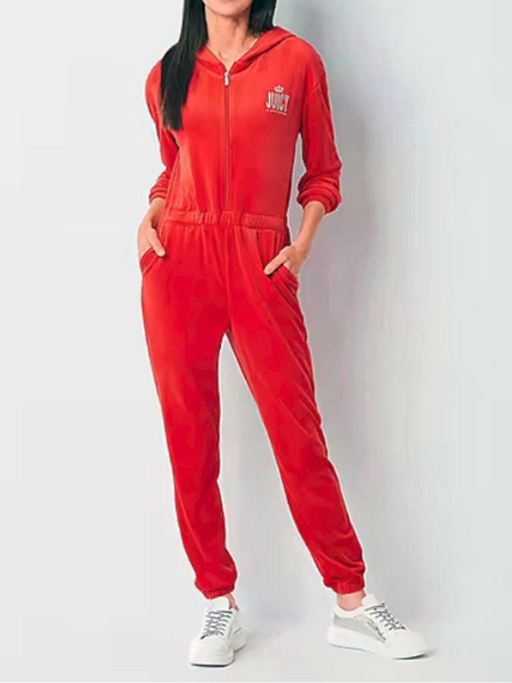 Y2K Juicy Couture Red Velour Zip-Front Jumpsuit Size M NWOT